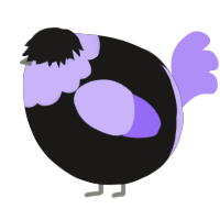 A sable and lilac chicken with a head pattern