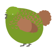 A chartreuse and brown chicken with a half-lace pattern