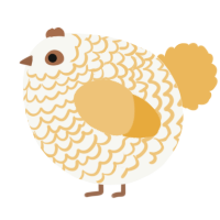 A white and honey chicken with a lace pattern