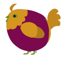 A wine and ochre chicken with a head pattern