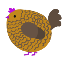 A ochre and bark chicken with a lace pattern