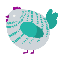 A mist and turquoise chicken with a bar pattern