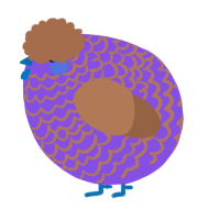 A blurple and brown chicken with a lace pattern