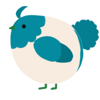 A cream and sea chicken with a head pattern