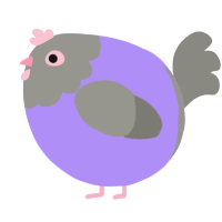 A lilac and ash chicken with a head pattern
