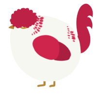 A white and crimson chicken with a neck-band pattern