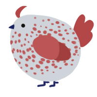 A mist and red chicken with a speckle pattern