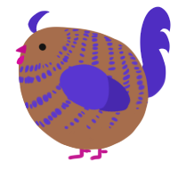 A brown and indigo chicken with a bar pattern