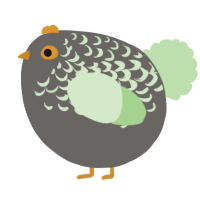 A grey and gluppy chicken with a half-lace pattern