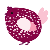 A maroon and rose chicken with a speckle pattern