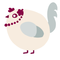 A cream and silver chicken