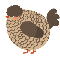 A beige and bark chicken with a lace pattern