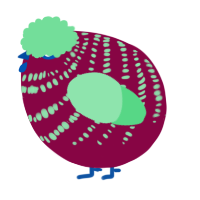 A maroon and spring chicken with a bar pattern