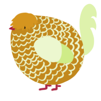 A ochre and apple chicken with a lace pattern