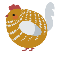 A ochre and mist chicken with a bar pattern
