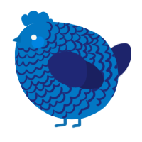 A sapphire and navy chicken with a lace pattern