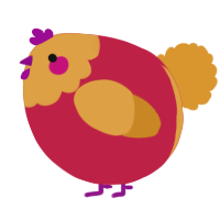 A crimson and orange chicken with a head pattern