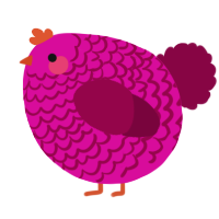 A fuchsia and maroon chicken with a lace pattern