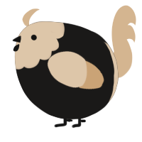 A sable and beige chicken with a head pattern