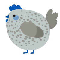 A silver and ash chicken with a speckle pattern