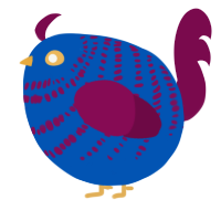 A ultramarine and wine chicken with a bar pattern