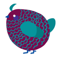 A wine and teal chicken with a lace pattern