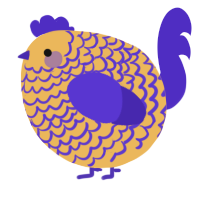 A honey and indigo chicken with a lace pattern