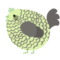A apple and grey chicken with a lace pattern