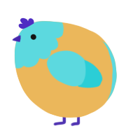 A honey and aqua chicken with a head pattern