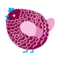 A maroon and pink chicken with a lace pattern