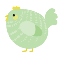 A gluppy chicken with a bar pattern