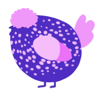 A indigo and lavender chicken with a speckle pattern