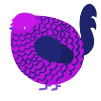 A amethyst and navy chicken with a lace pattern