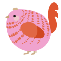 A pink and vermilion chicken with a bar pattern