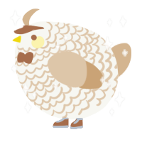A white and beige chicken with a lace pattern