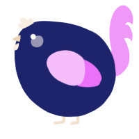 A navy and lavender chicken