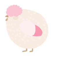 A cream and rose chicken with a speckle pattern