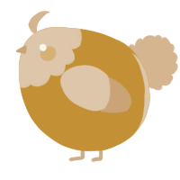 A gold and beige chicken with a head pattern