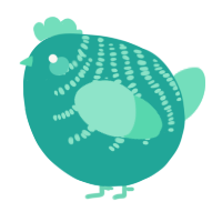 A turquoise and mint chicken with a half-bar pattern