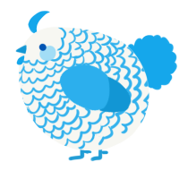 A white and sky chicken with a lace pattern