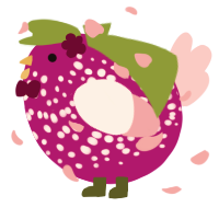 A fuchsia and rose chicken with a speckle pattern