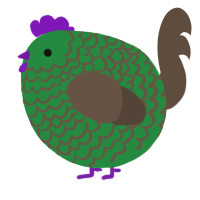 A viridian and bark chicken with a lace pattern