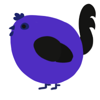 A indigo and black chicken