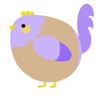 A beige and lilac chicken with a head pattern