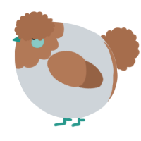 A mist and brown chicken with a head pattern