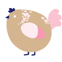 A beige and rose chicken with a neck-speckle pattern