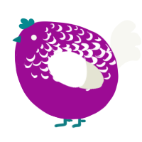 A plum and white chicken with a half-lace pattern