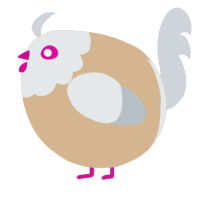 A beige and mist chicken with a head pattern