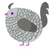 A silver and grey chicken with a lace pattern