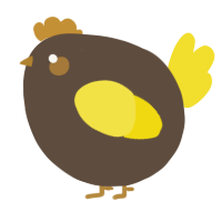 A bark and yellow chicken